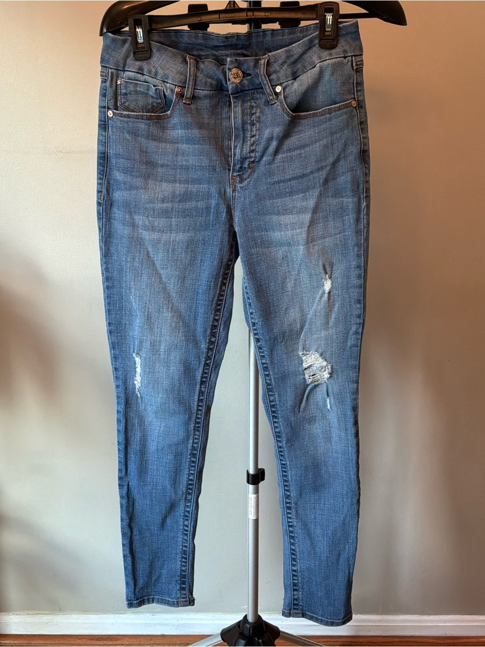 Seven7 Skinny‎ Jeans Women 10 Blue High Rise Distressed Tummy-Less Y2K